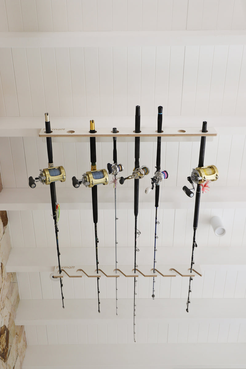 Wall Mount Fishing Rod Holder Horizontal 8-Rod Black Fishing Rod